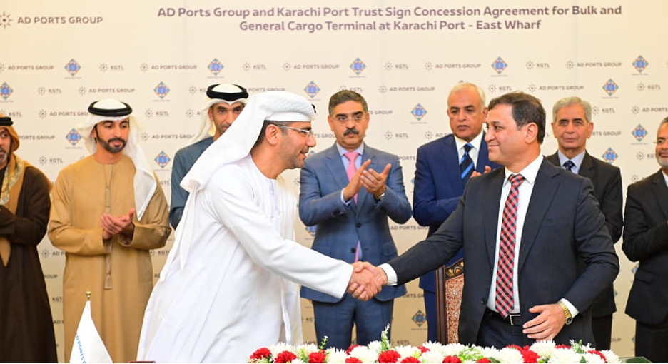 In Pakistan: AD Ports Group and Karachi Port Trust extend cooperation through a 25 year concession agreement for a bulk and general cargo terminal at Karachi Port.
